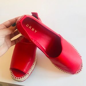 DKNY red leather shoes size 10